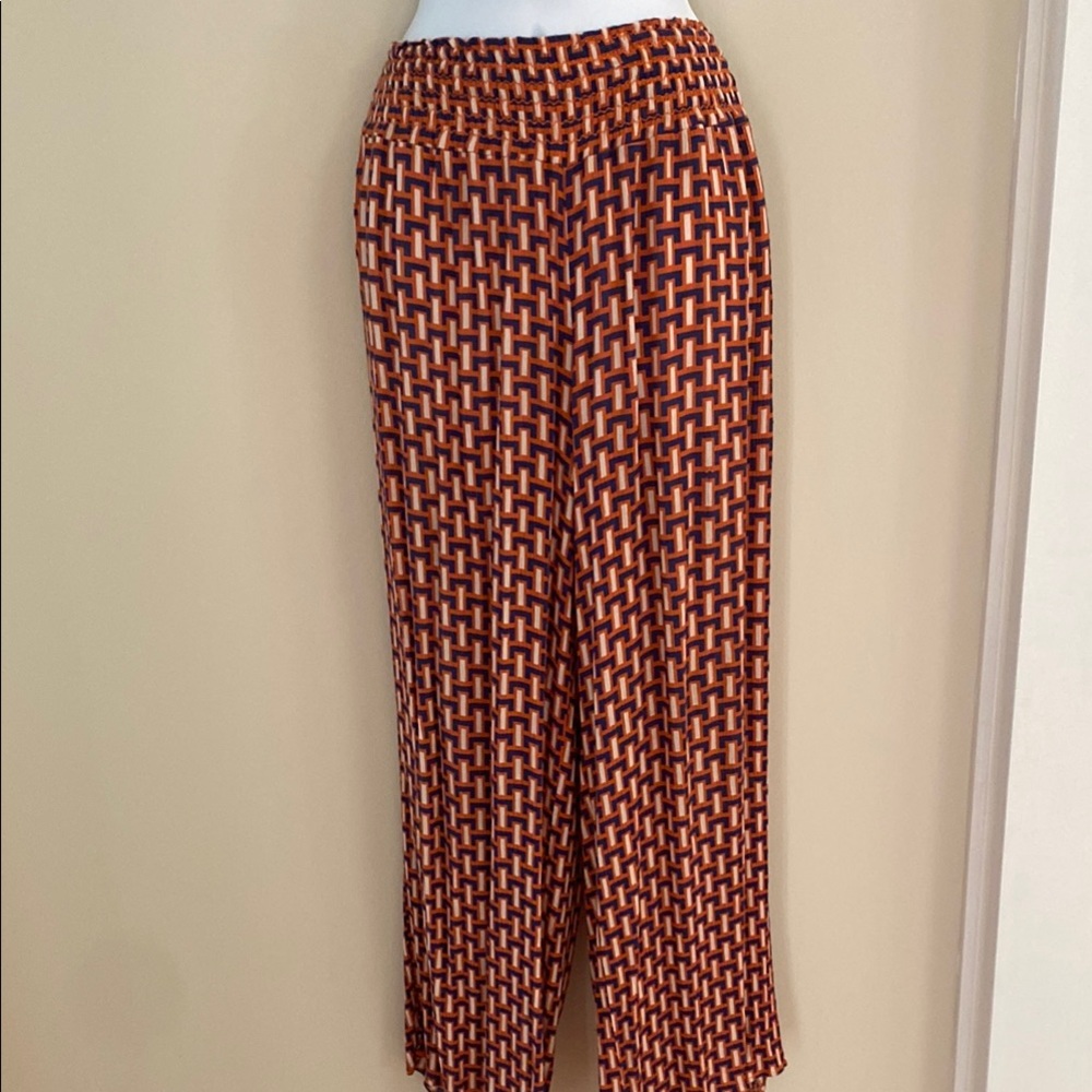 one 5 one Orange and Black Geometric Wide Leg Pants